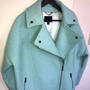 Banana Republic Mint Wool Moto Cocoon Coat